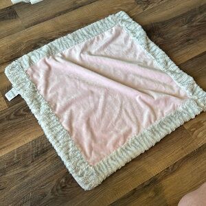 Nat & Jules Baby Blanket Zebra trim - pink grey and white lovey